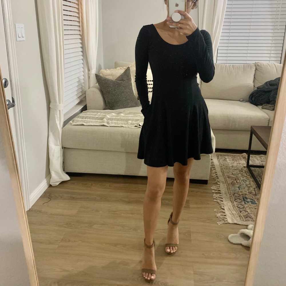 Black Long Sleeve Mini Dress